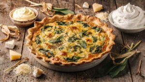Bärlauch-Quiche mit Ziegenkäse: Knusprig und in einer Form gebacken